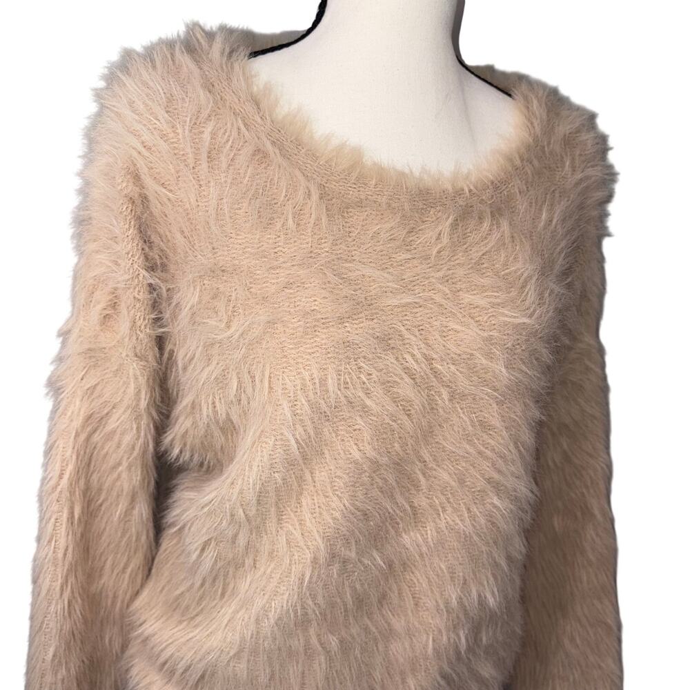 Truth by Republic Shaggy Fuzzy Knit Sweater size S‎ Beige Cozy Y2k